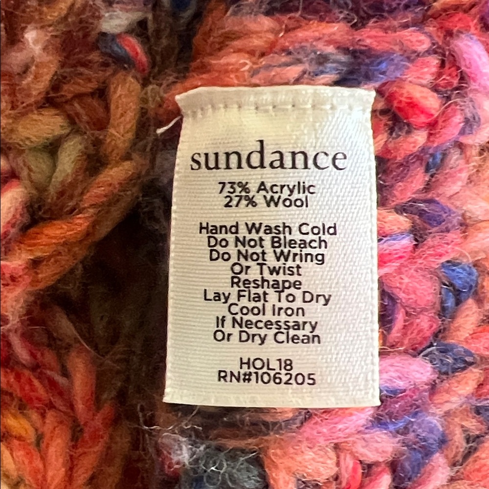 Sundance Long Chunky Knit Cardigan in Rainbow‎ Print Wool Blend Sz Medium - Picture 9 of 9